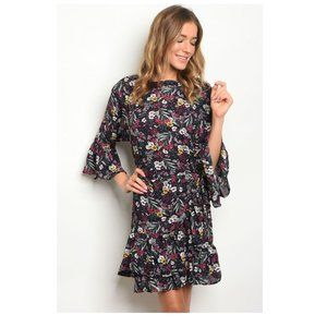 NWT - Navy Floral Print Midi Dress - Sm, M, Lg
